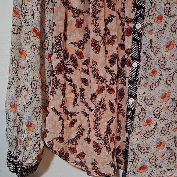 Free People Orange Long Sleeve Button Down Shirt - Picture 4 of 6